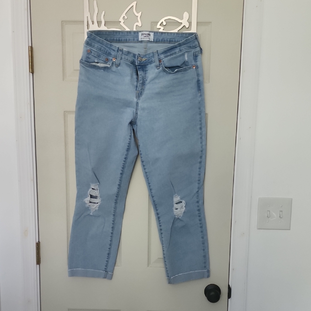 Levi's Light Blue Cropped Distressed Jeans